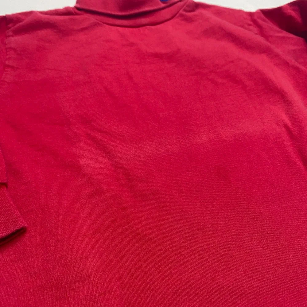 Vintage Mc Kids Red Long Sleeve Turtleneck Top Embroidered Sneaker 4T Cotton